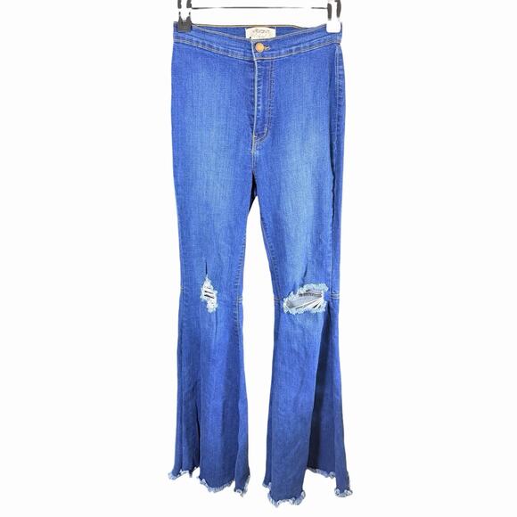 Vibrant Denim - Vibrant MUI Pants Womens 7 Blue Denim Jeans Mega Flared Bell Cotton Blend High